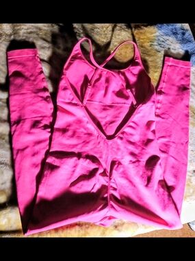 Source Unknown Bright Pink Strappy Jumpsuit